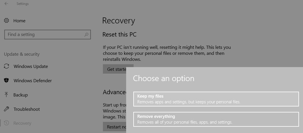 refresh pc windows 10 registry repair command prompt