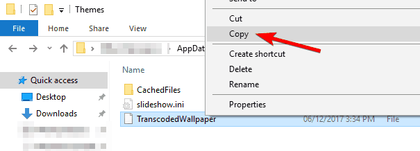 transcoded wallpaper copy Windows 10 remove watermark registry