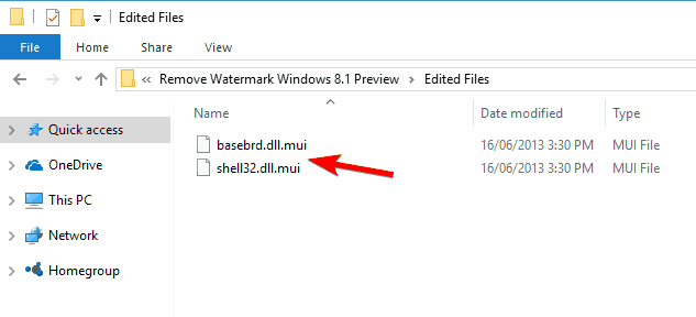 edited files Windows 10 remove watermark registry