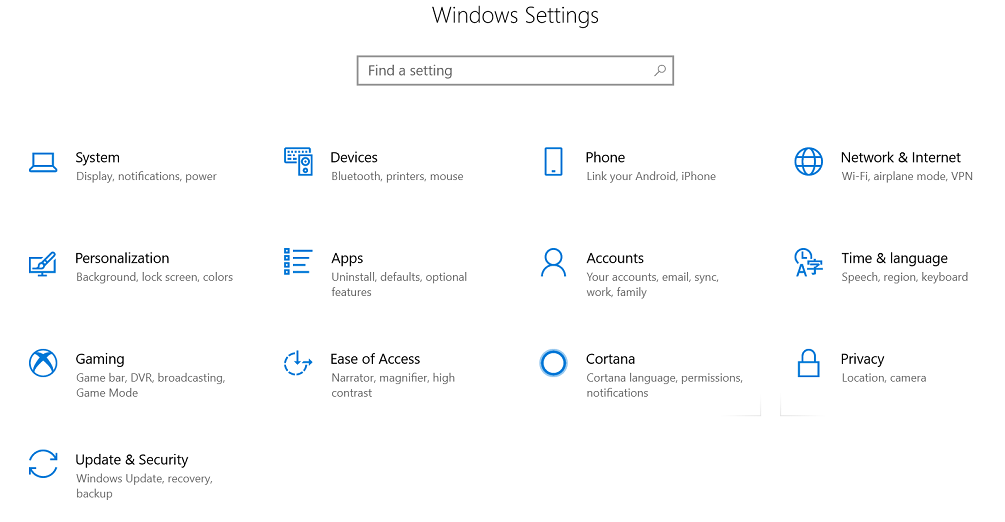 settings page windows 10 redstone 4