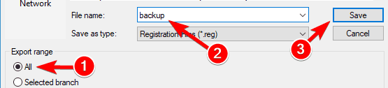 backup registry