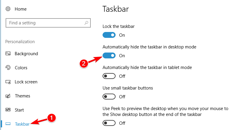 taskbar appearing over games