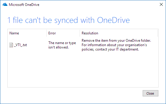 OneDrive error code 159