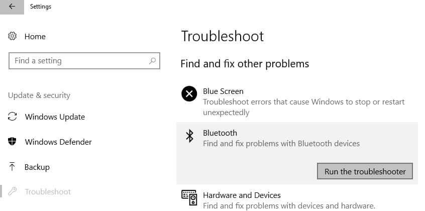 can't remove bluetooth devices windows 10