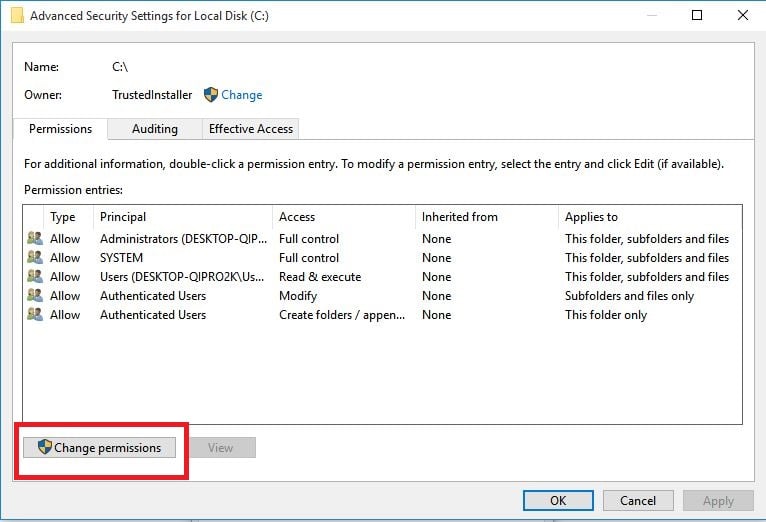 change permissions folder read only