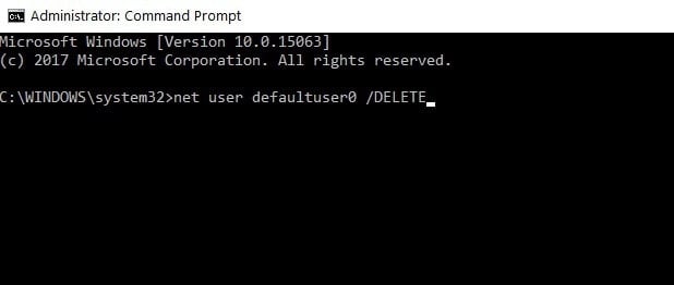 delete defaultuser0 windows 10
