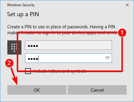 Windows 10 add PIN not working
