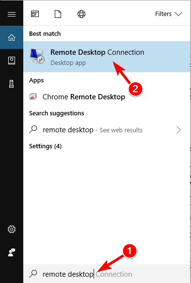 windows 10 remote desktop missing