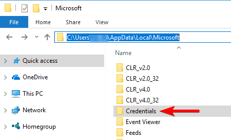 credentials folder Windows 10 can't sign in with Microsoft account something went wrong