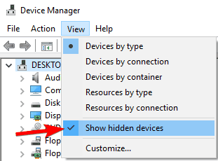 device manager show hidden devices External hard disk not showing
