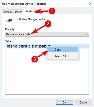 device instance path device manager USB 3.0 flash drive not recognized in USB 3.0 port