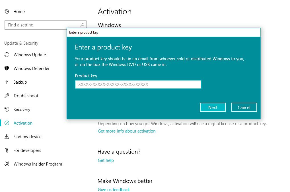 Product key cannot be used to activate Windows on this computer