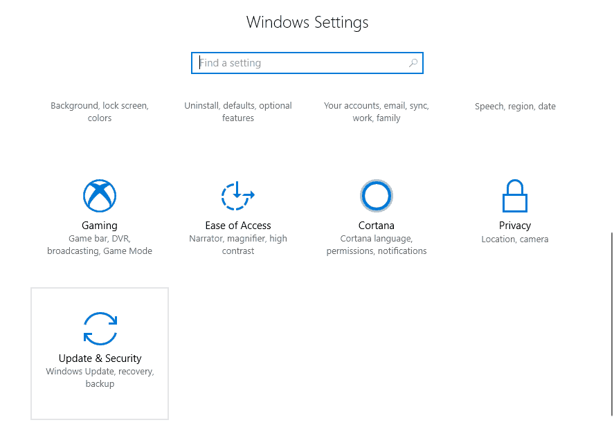 access windows update options