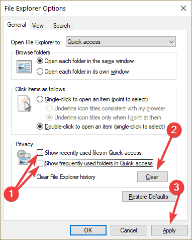 Disable Quick Access File Explorer