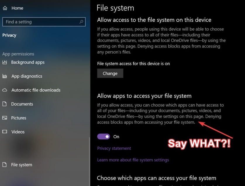 file system access UWP apps