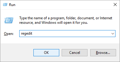 open registry editor windows 10