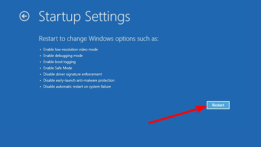 botón de reinicio atascado en el bucle de reparación automática de Windows 10