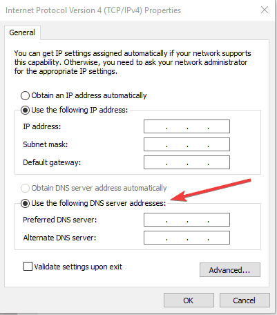 use the following DNS server addresses your connection is not private windows 10