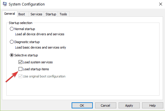 disable startup items