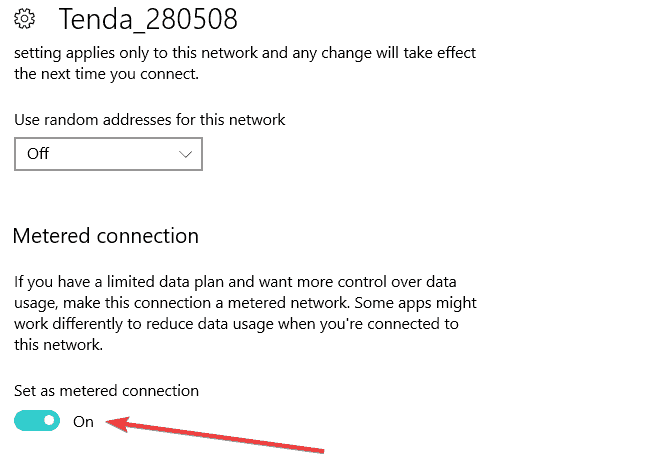 enable metered connection windows 10