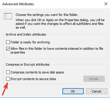 windows 10 error applying attributes