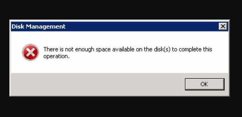 Fix There Is Insufficient Disk Space To Complete Operation