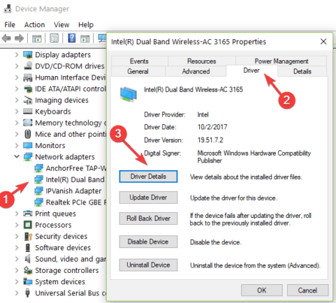 roll back network adapter driver