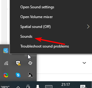 sounds option windows voice recorder not working