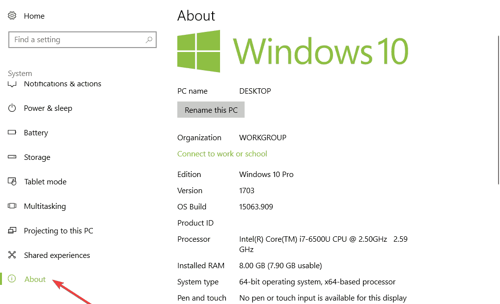 windows 10 system info