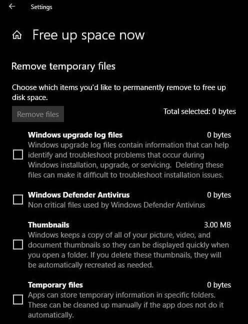 Free up space now windows 10