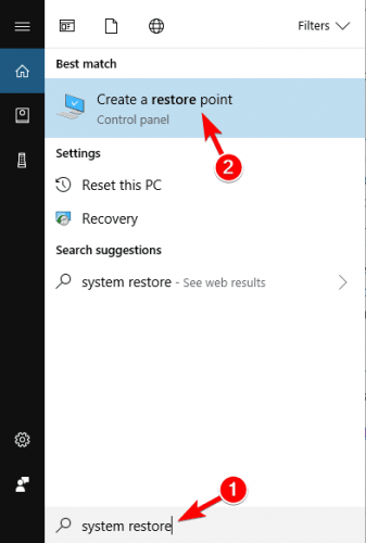 creating a restore point