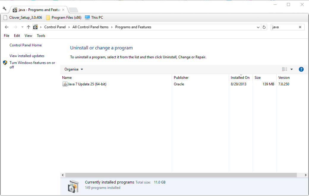 disable java update windows 10