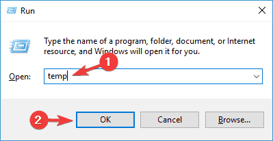 Unable to delete temporary files Windows 10
