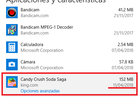 windows 10 installed candy crush