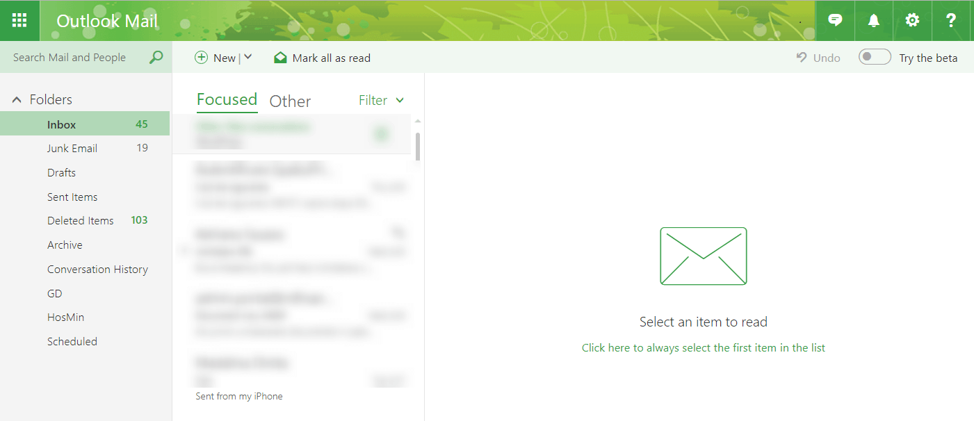 windows 10 mail spacing option