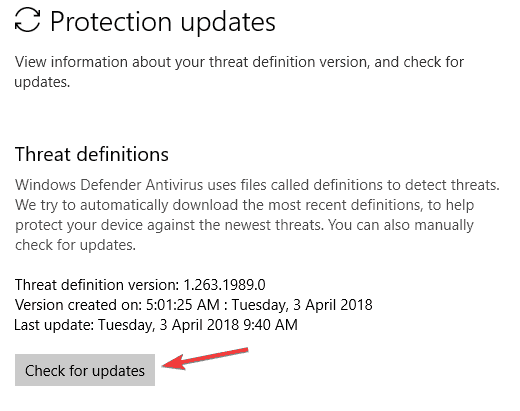 Windows Defender not getting updated