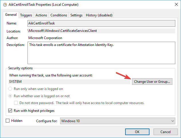 Scheduled task runs manually but not automatically