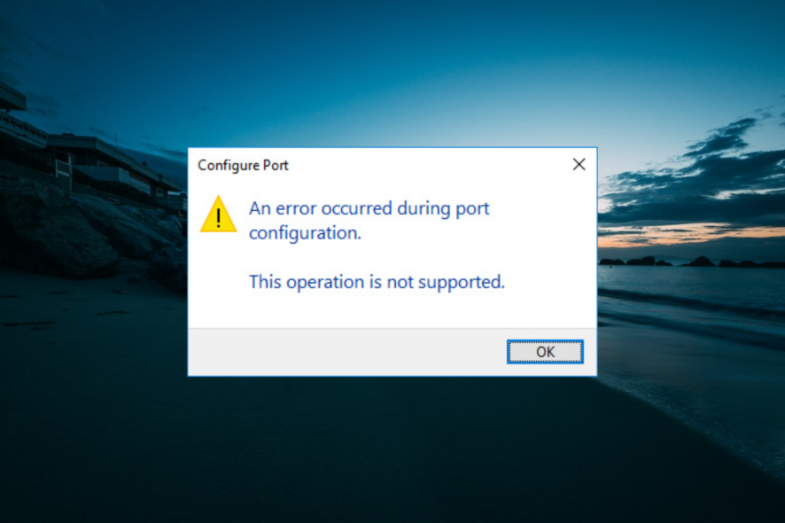 an error occurred during port configuration