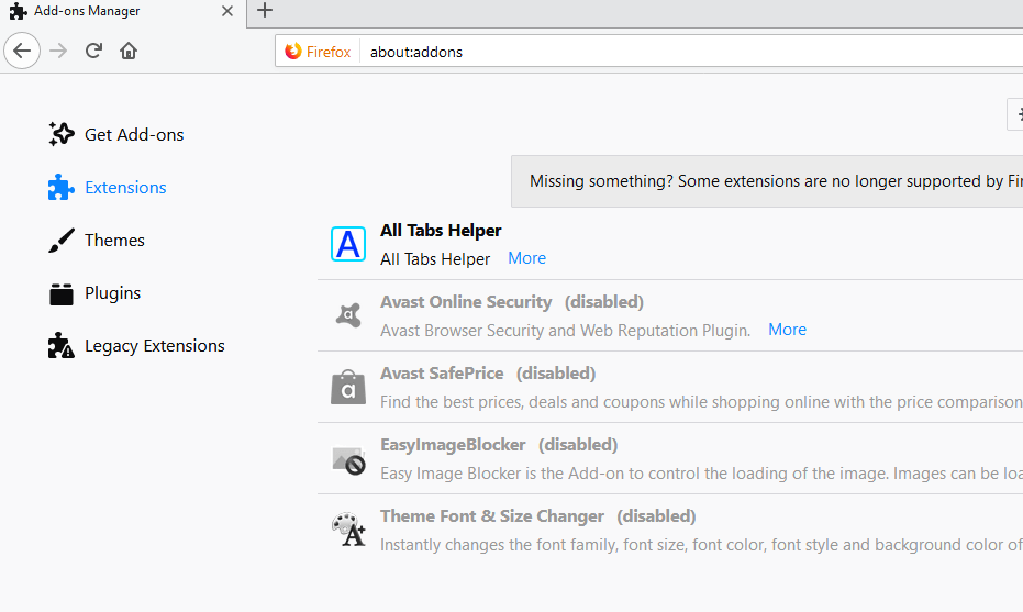 firefox add-ons page adobe content was blocked 