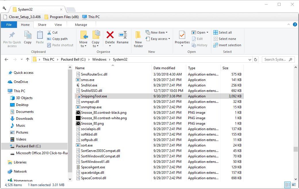 windows run command for snippit tool