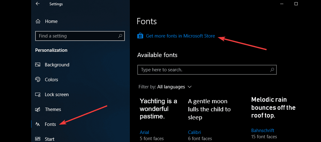 windows 10 april update fonts
