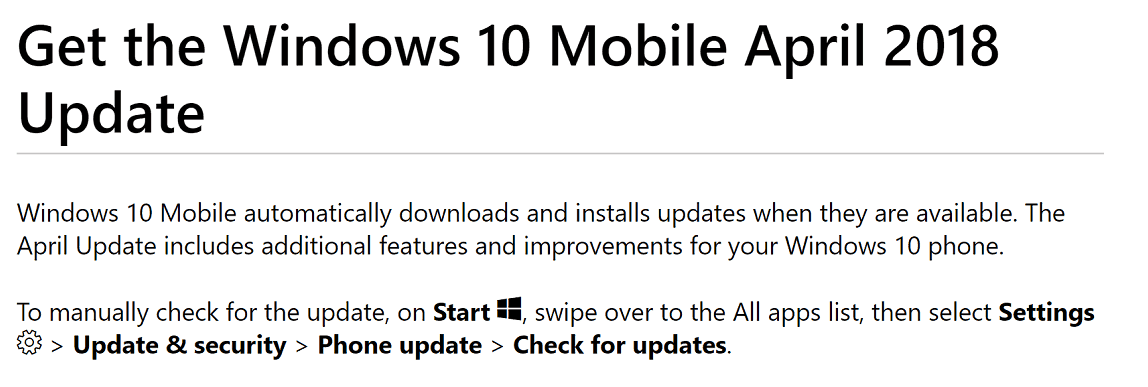 windows 10 mobile april update
