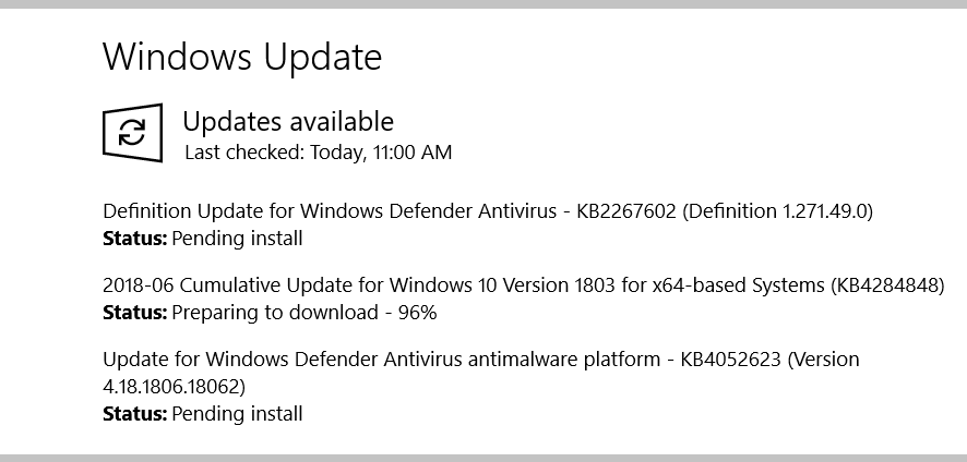 KB4284848 download issues