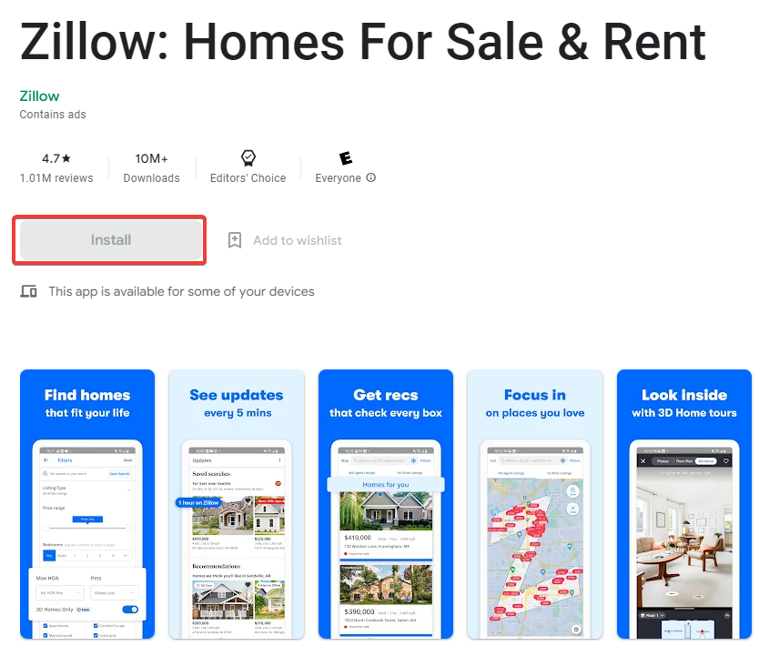 zillow app for windows 10