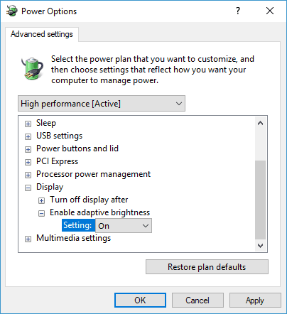 Brightness option grayed out Windows 10
