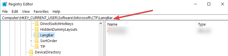 hide language bar windows 10 registry