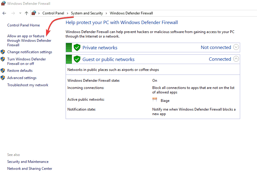 allow app or feature windows firewall