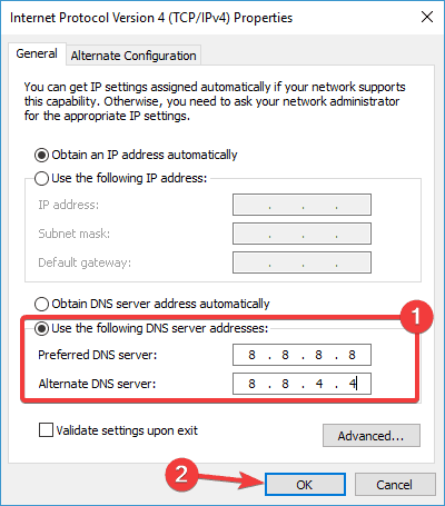 use the following DNS server addresses bluestacks unable to connect to internet 