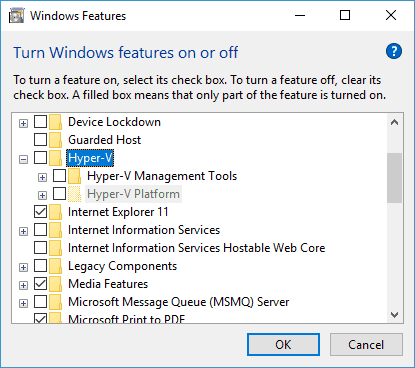 Can't enable Hyper-v Windows 10