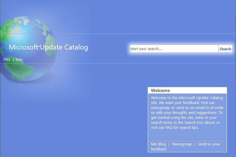 Windows Update catalog search 